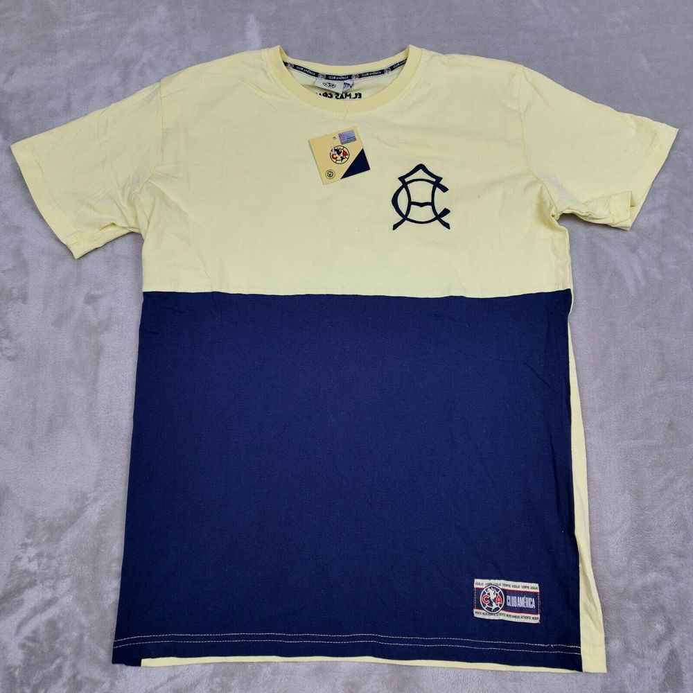 Club America T-shirt Mens Medium Aguilas Soccer Futbol Yellow Mexico NEW